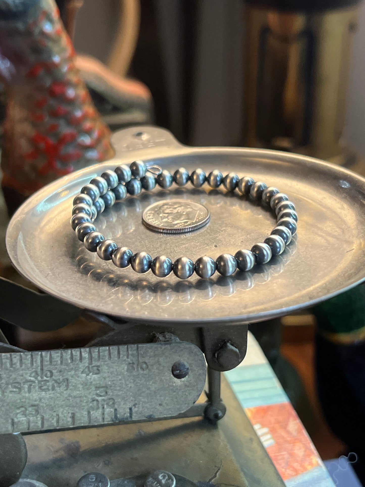 Navajo Pearl Bracelet, Memory Wire