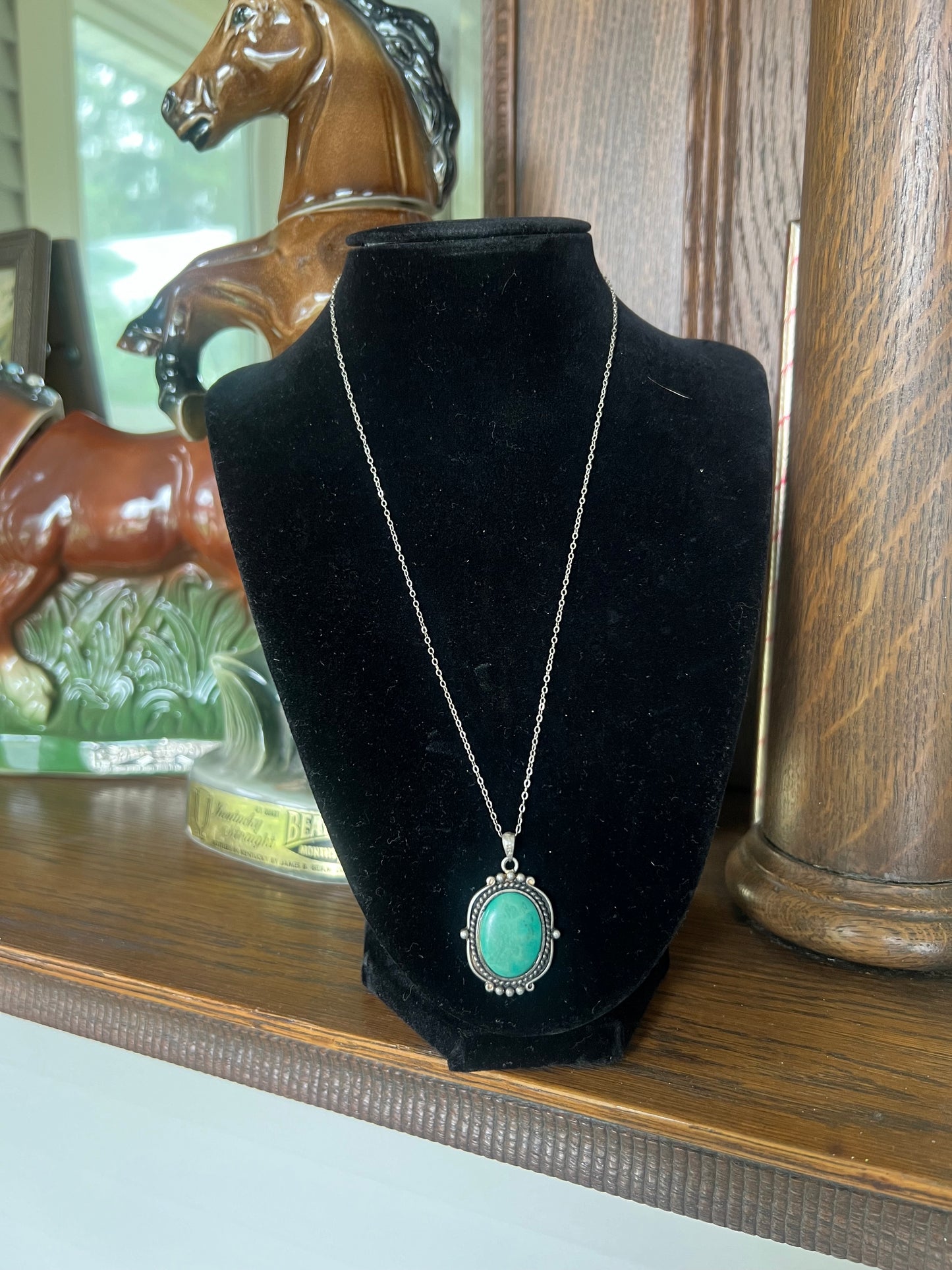 Emerald Valley Turquoise Stone Pendant on Chain Necklace