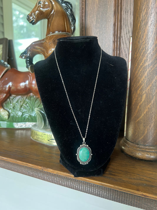 Emerald Valley Turquoise Stone Pendant on Chain Necklace