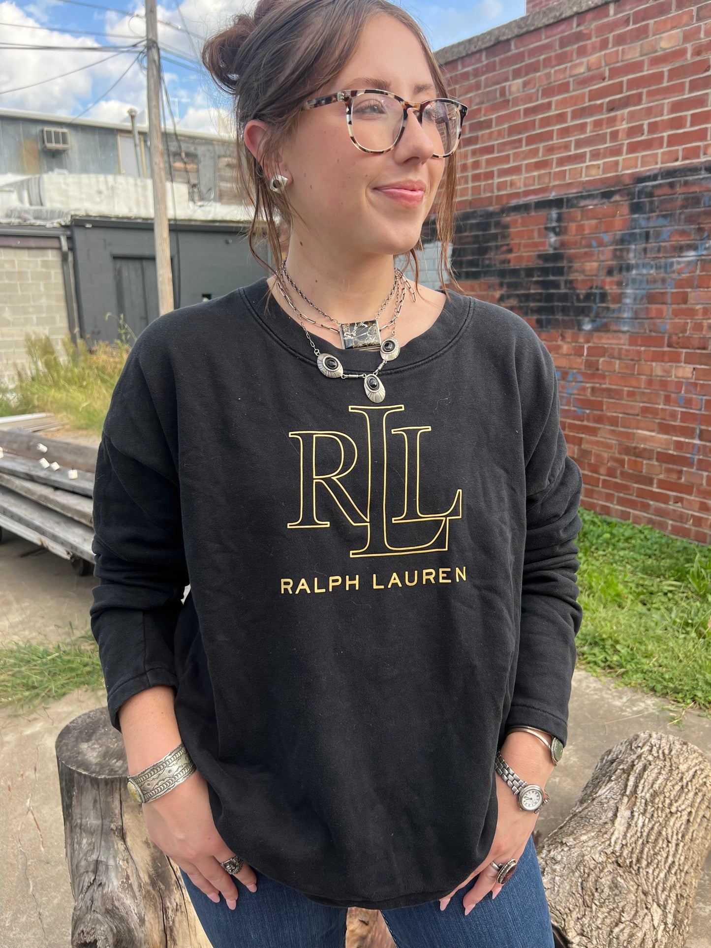 RL Black & Gold Lightweight Crew Neck
