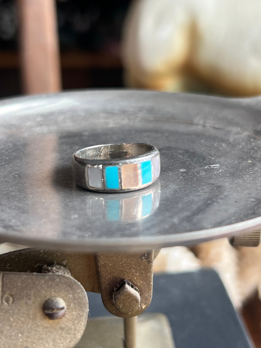 Signed MOP & Turquoise Sterling Silver Ring