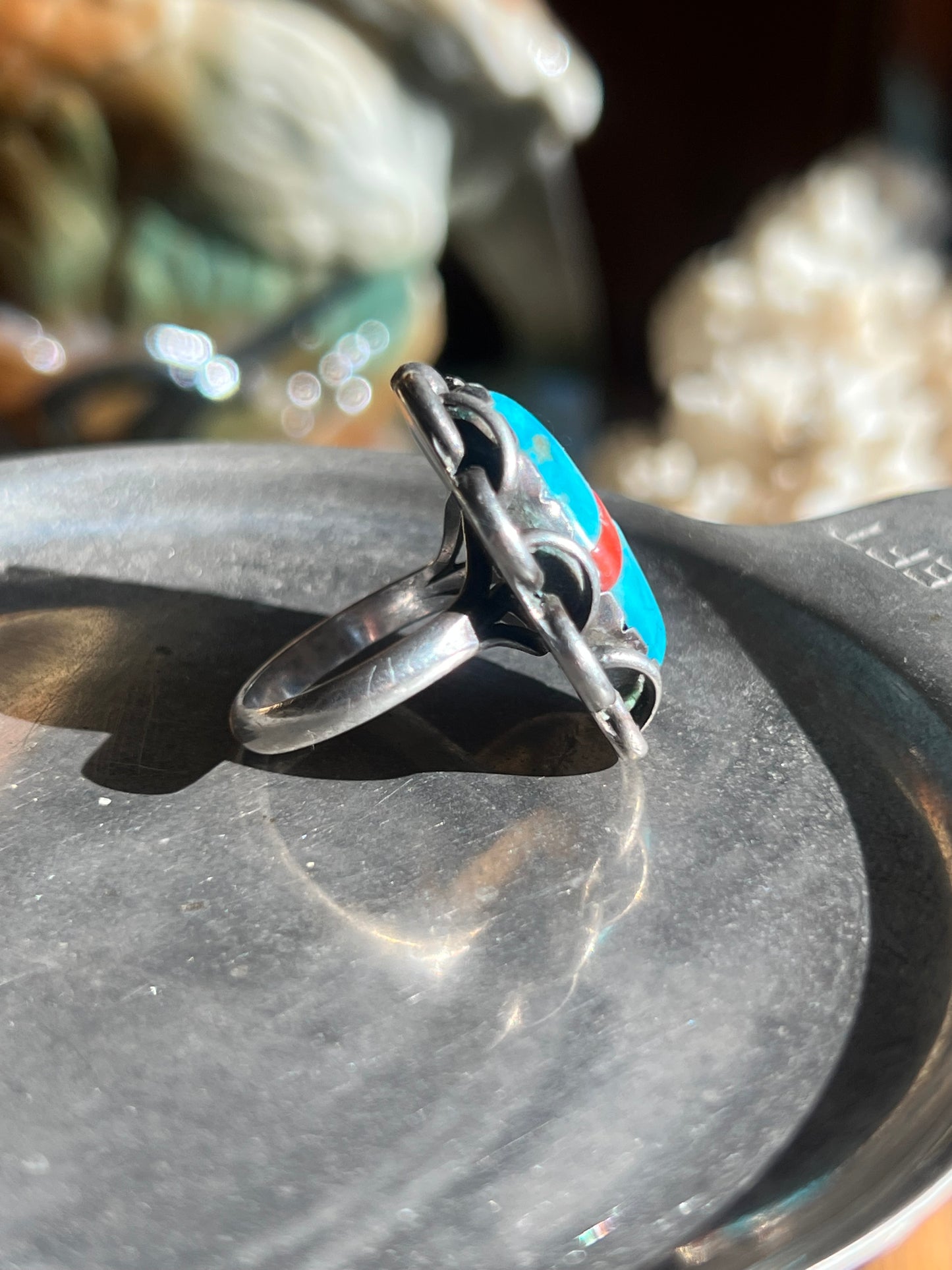 Pawn Turquoise with Coral Ring