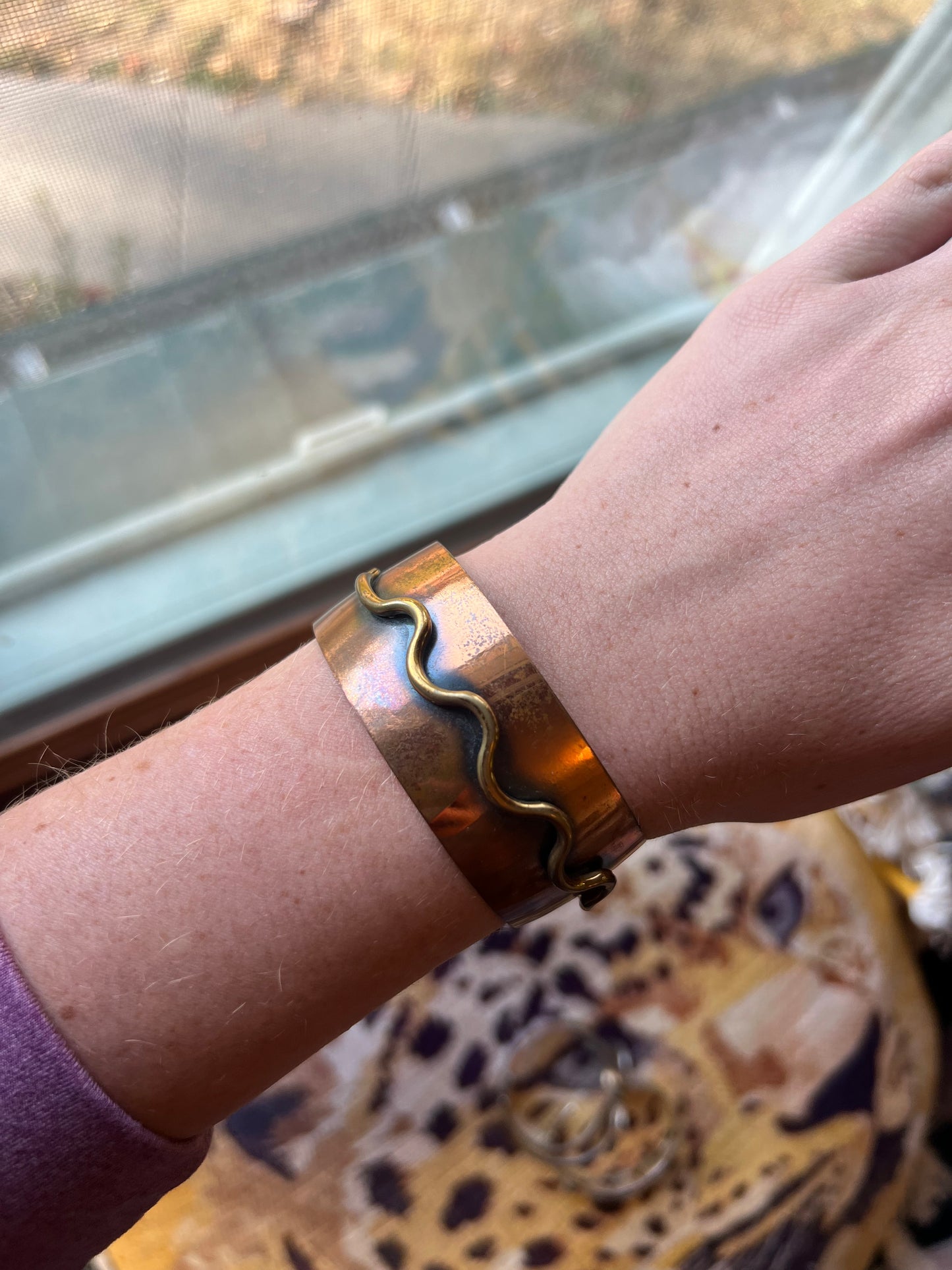 Raised Detailed Copper Cuff