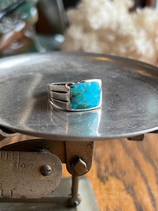 Crushed Turquoise/Green Inlay & Sterling Silver Ring