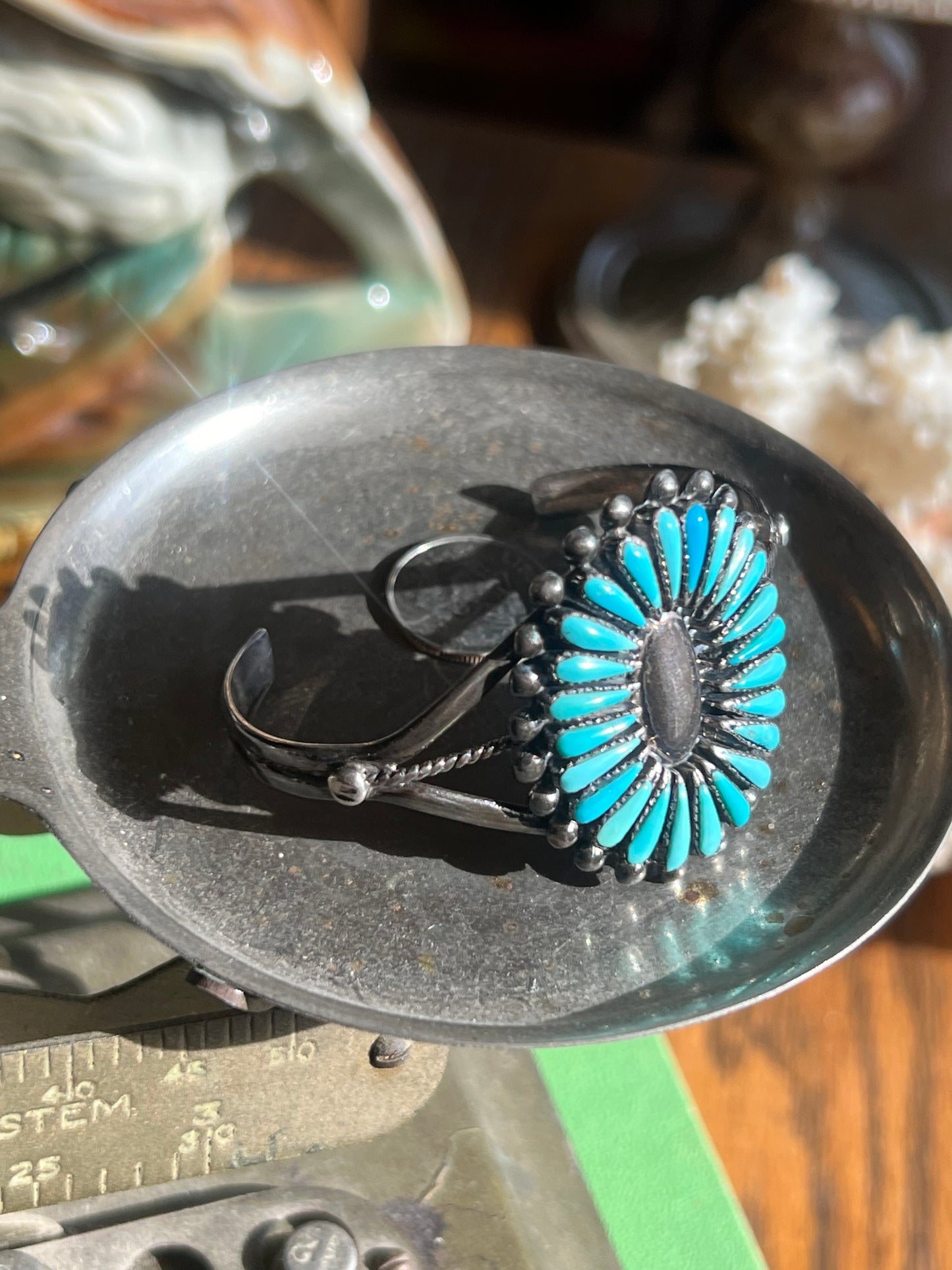 Turquoise Zuni & Sterling Silver Cuff