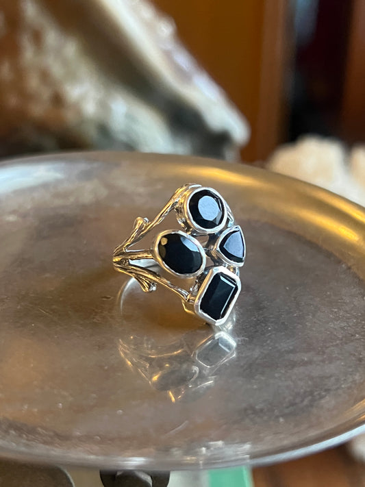 Black Onyx Cluster Ring