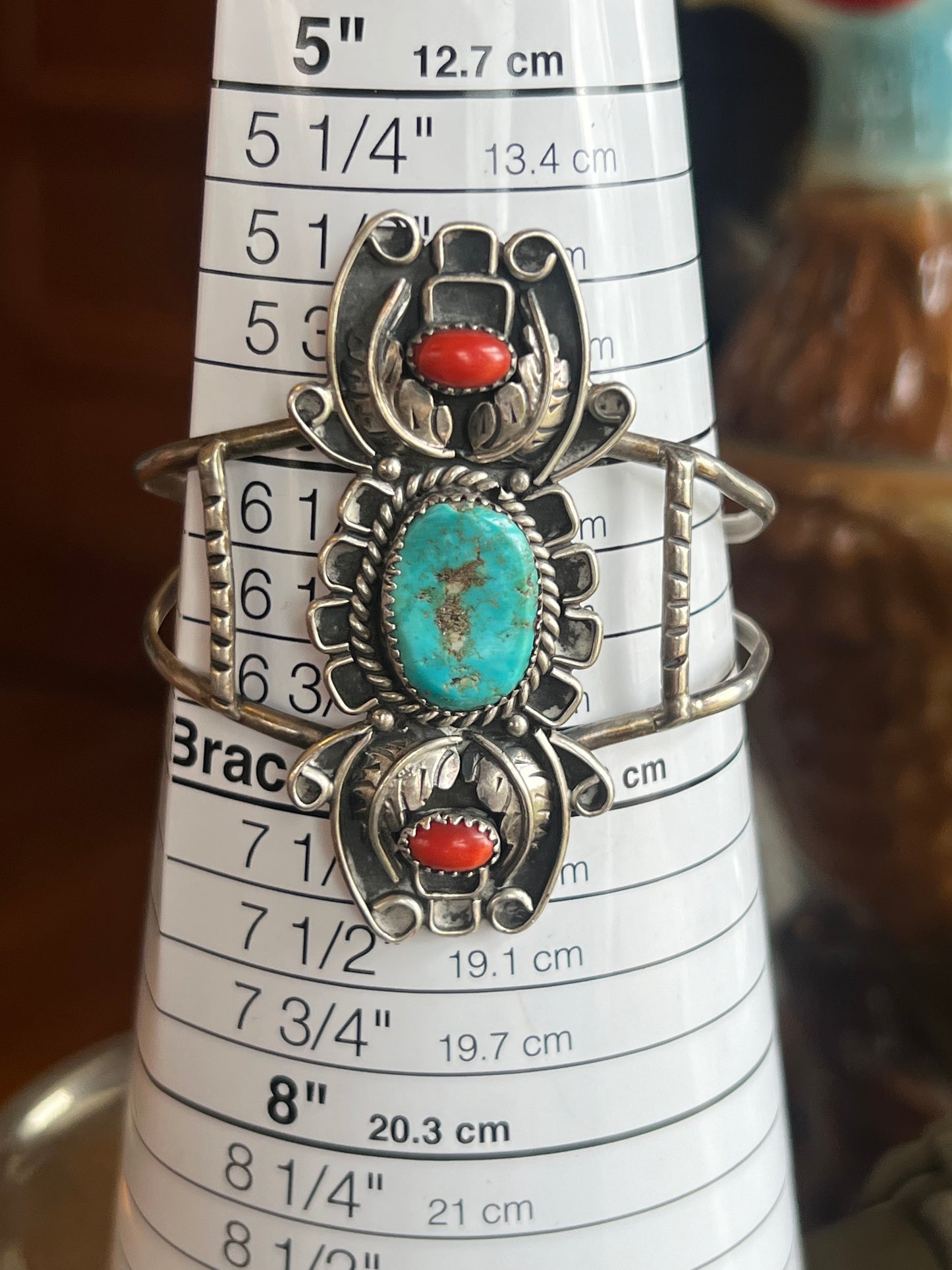 Coral & Turquoise 3-Stone Stacked Cuff