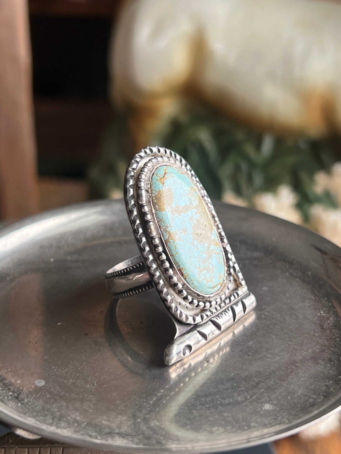 Chunky Turquoise with Detailed Frame Ring