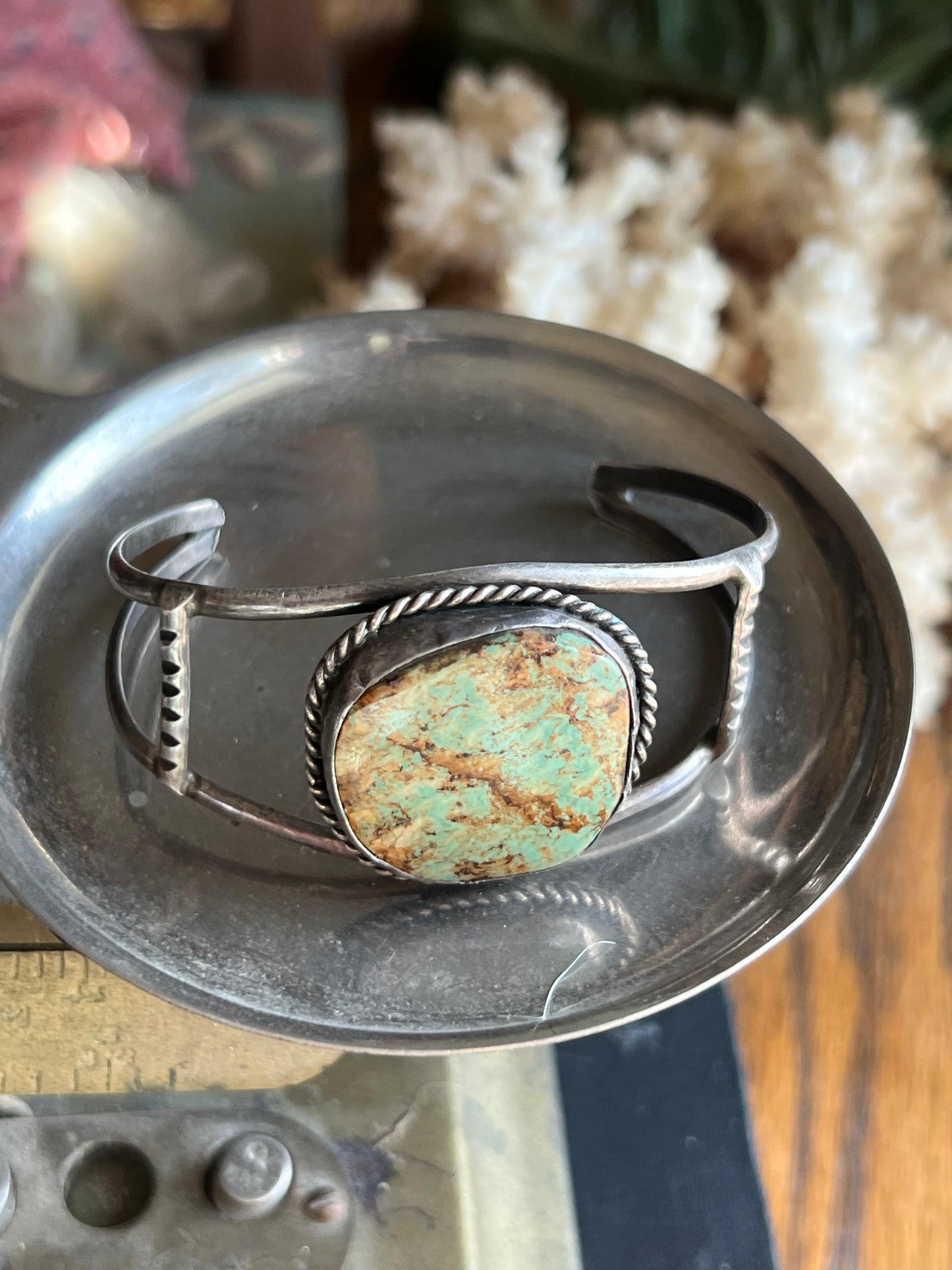 Sonoran Gold Turquoise Stone Open Frame Cuff
