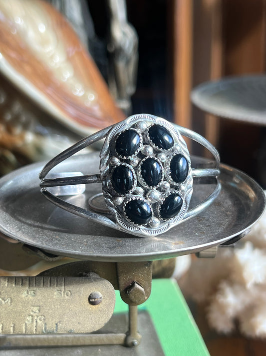 Frannie Platero Sterling Silver Black Onyx Cluster Cuff