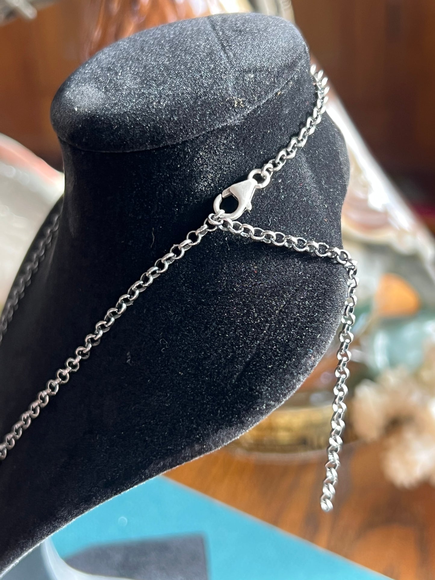 Leander Nez Green/Turquoise Zuni Sterling Silver Bar Necklace