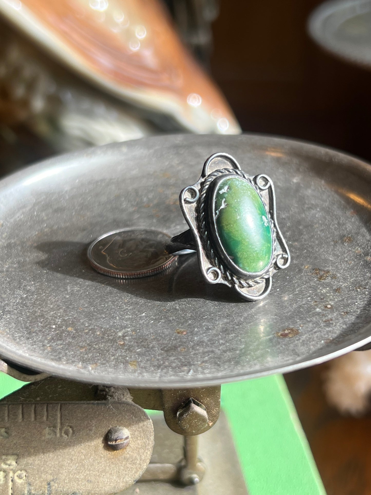 Old Pawn Emerald Stone Ring