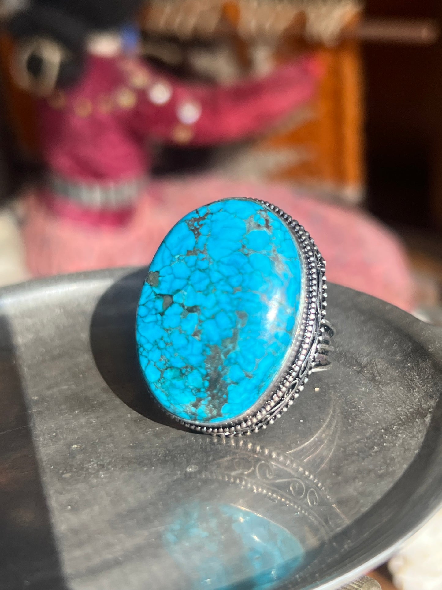 Sterling Silver Bisbee Blue Turquoise Stone Ring