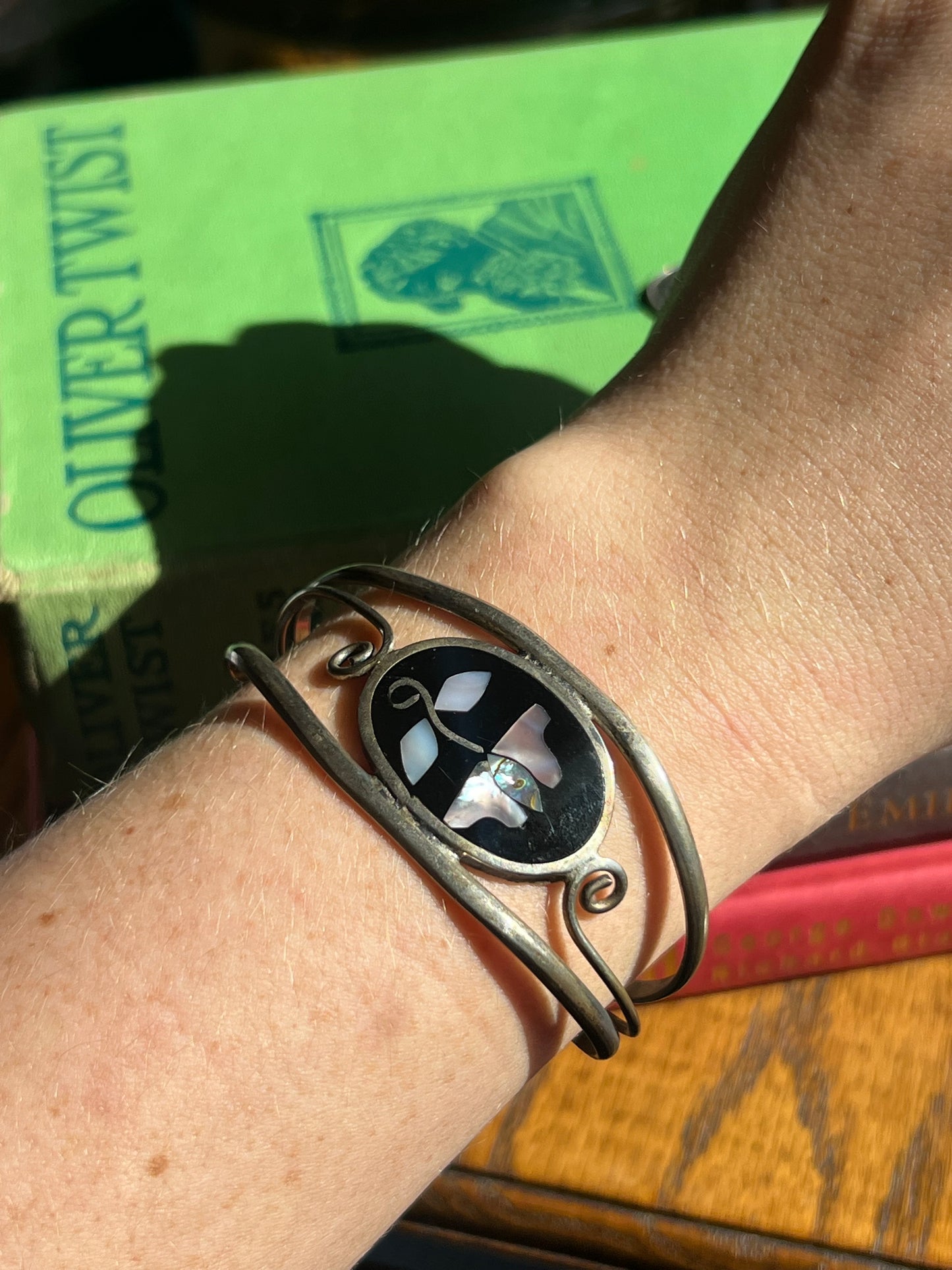 Vintage Mother of Pearl Inlay Cuff