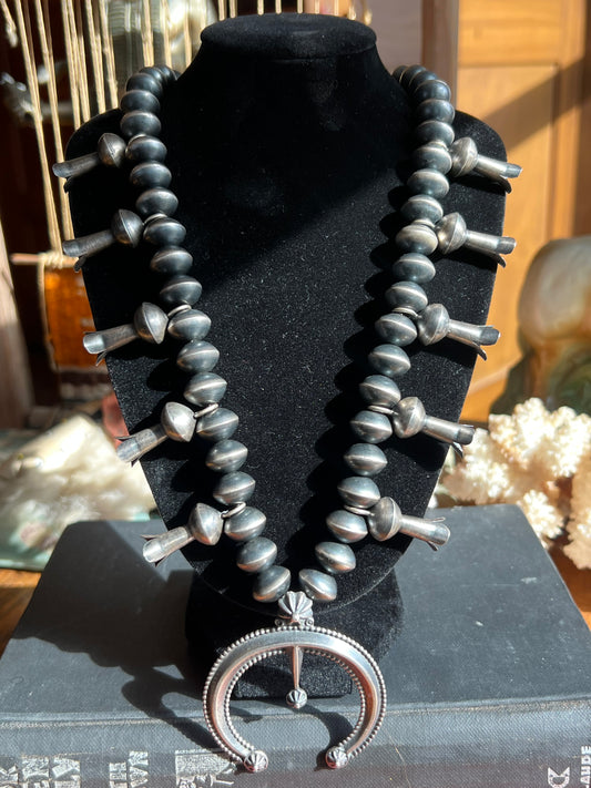 “P+H” Sterling Silver Squash Blossom Necklace