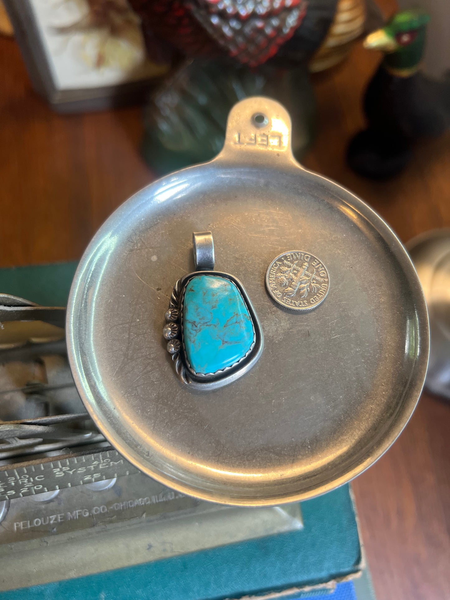 Signed Fox Turquoise & Sterling Silver Pendant