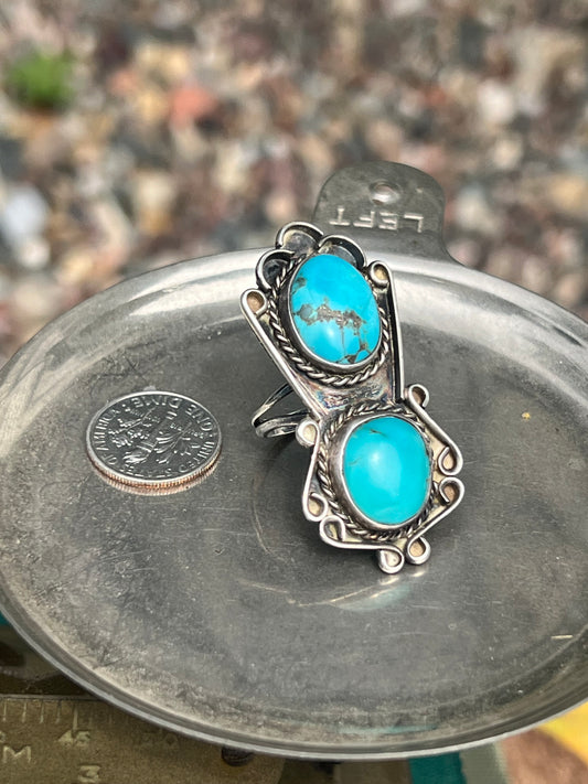 Fox Turquoise Double Stone Ring