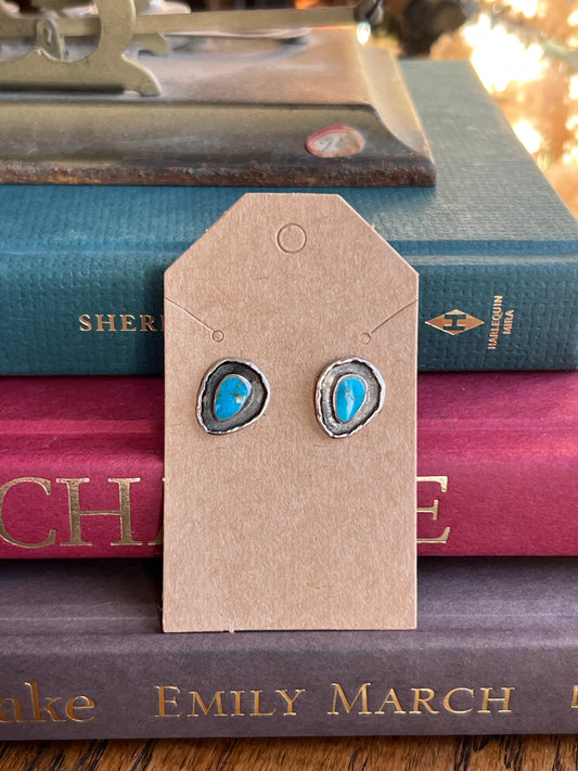 Blue Ridge Turquoise Stone Shadow Box Stud Earrings