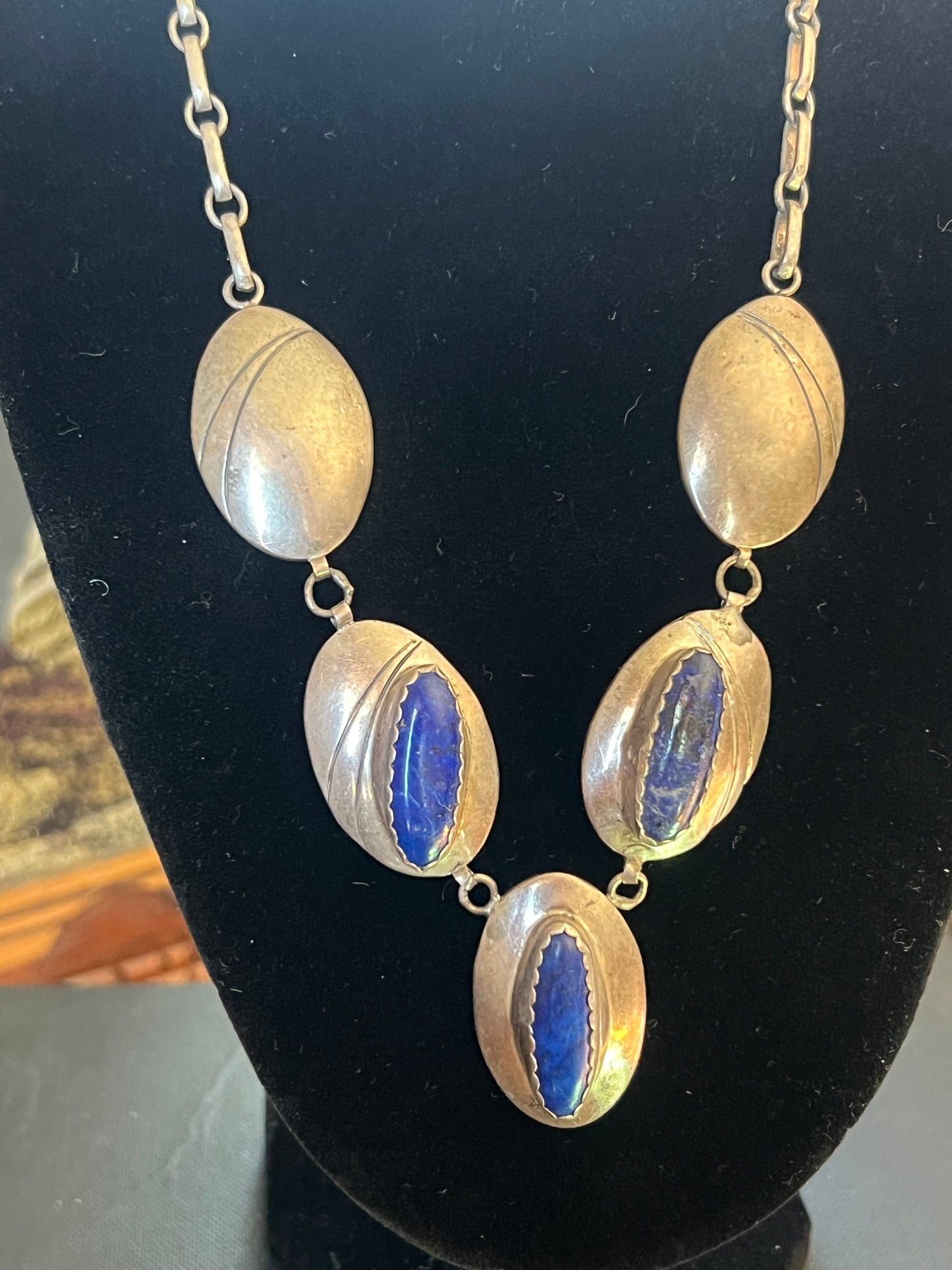 “RB” Blue Lapis 3-Stone Necklace