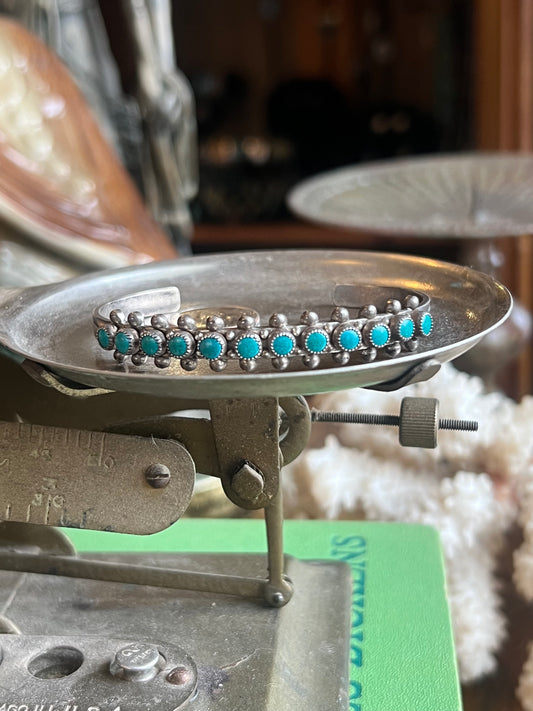 12 Turquoise Stone Sterling Silver Cuff