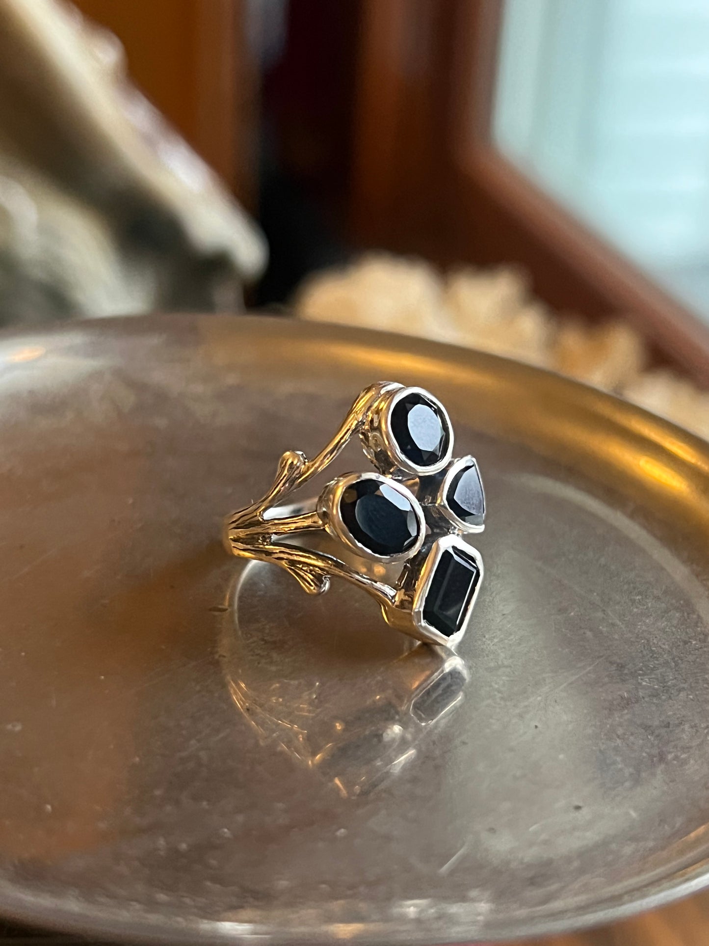 Black Onyx Cluster Ring