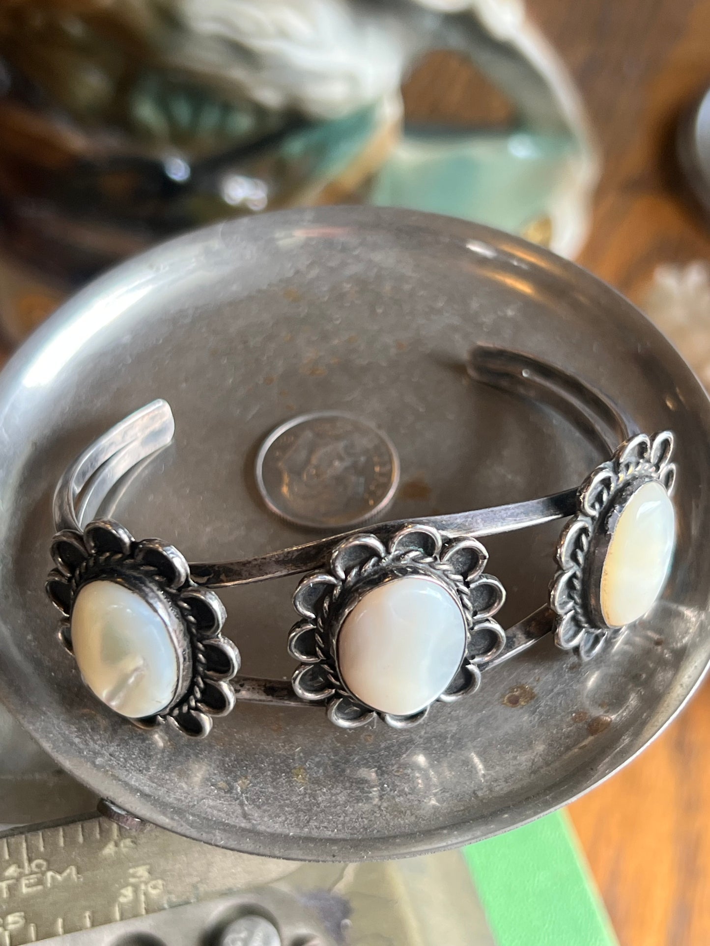 Mother of Pearl 3-Stone Cuff