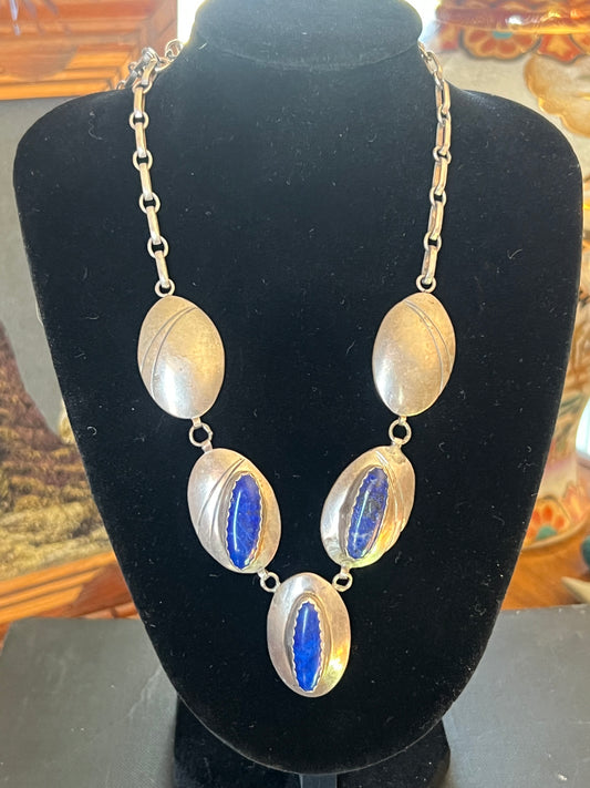 “RB” Blue Lapis 3-Stone Necklace