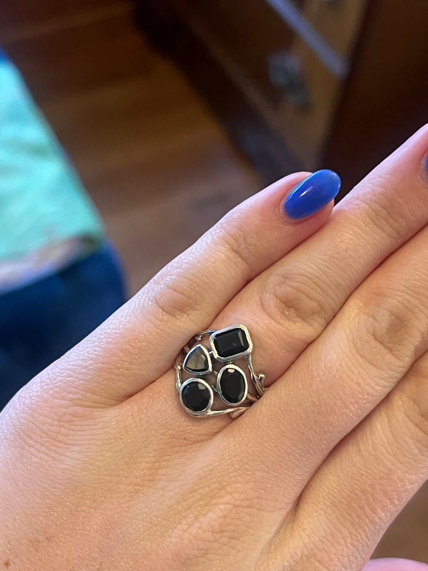 Black Onyx Cluster Ring