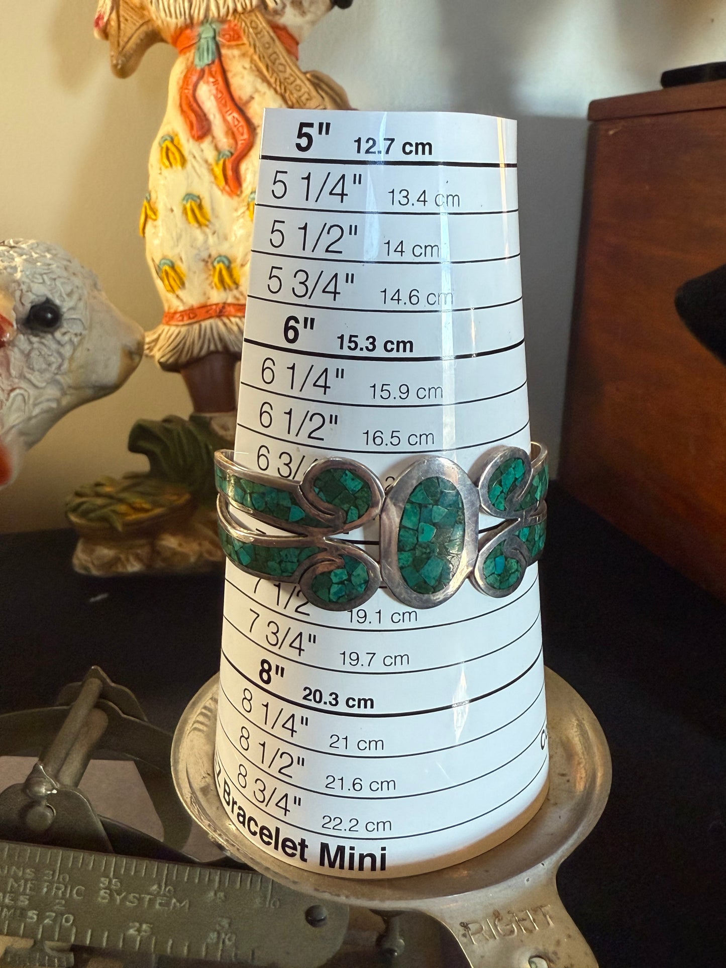 Crushed Green Turquoise Sterling Silver Cuff