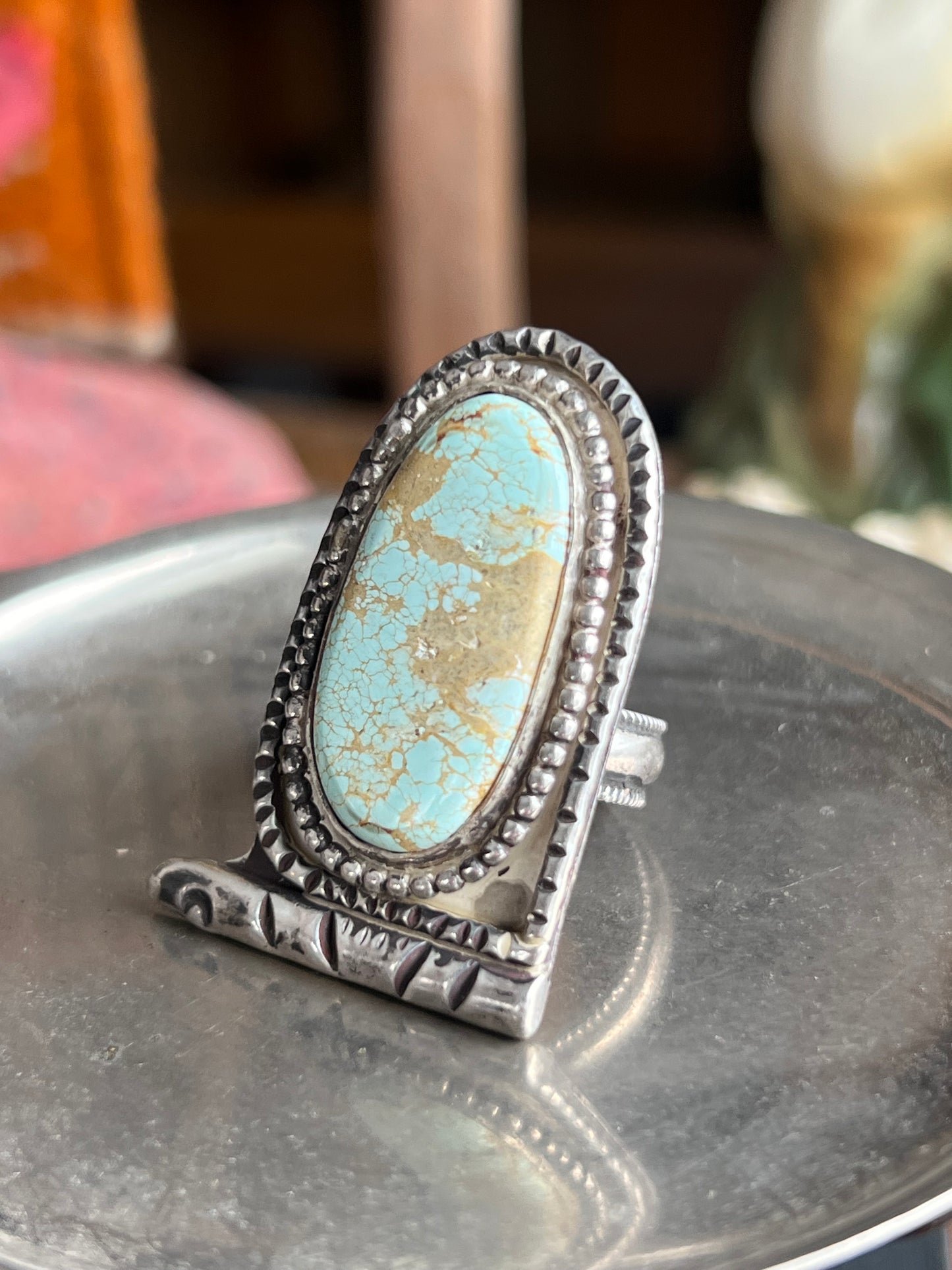 Chunky Turquoise with Detailed Frame Ring
