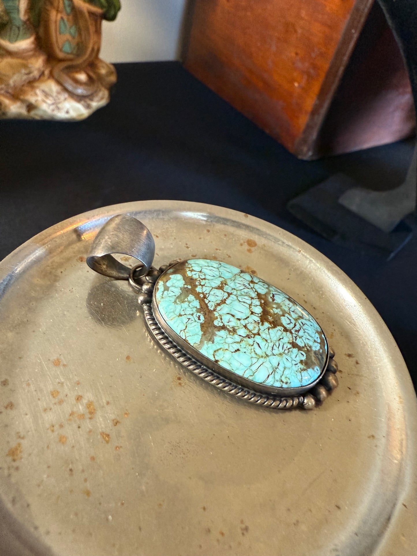 Alfred Martinez Kingman Turquoise Sterling Silver Pendant