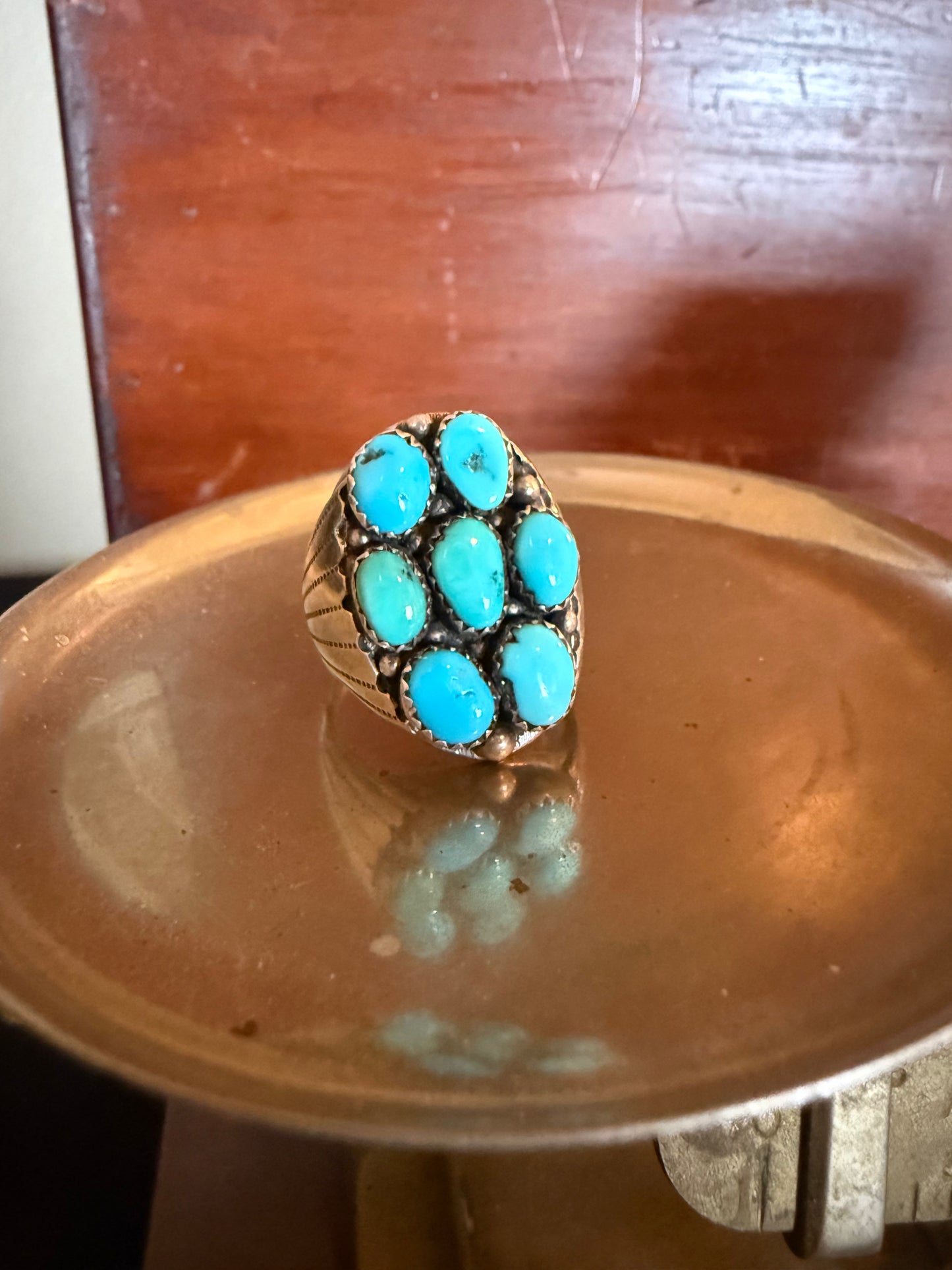 7-Stone Kingman Turquoise Sterling Silver Ring