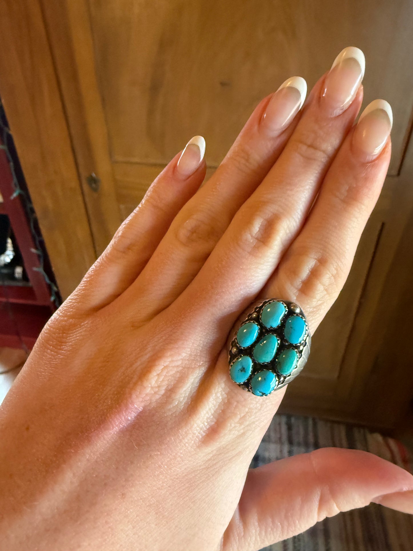 7-Stone Kingman Turquoise Sterling Silver Ring