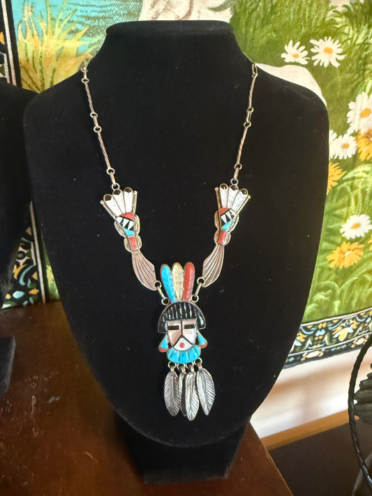 Zuni Multi Color Indian Girl Necklace